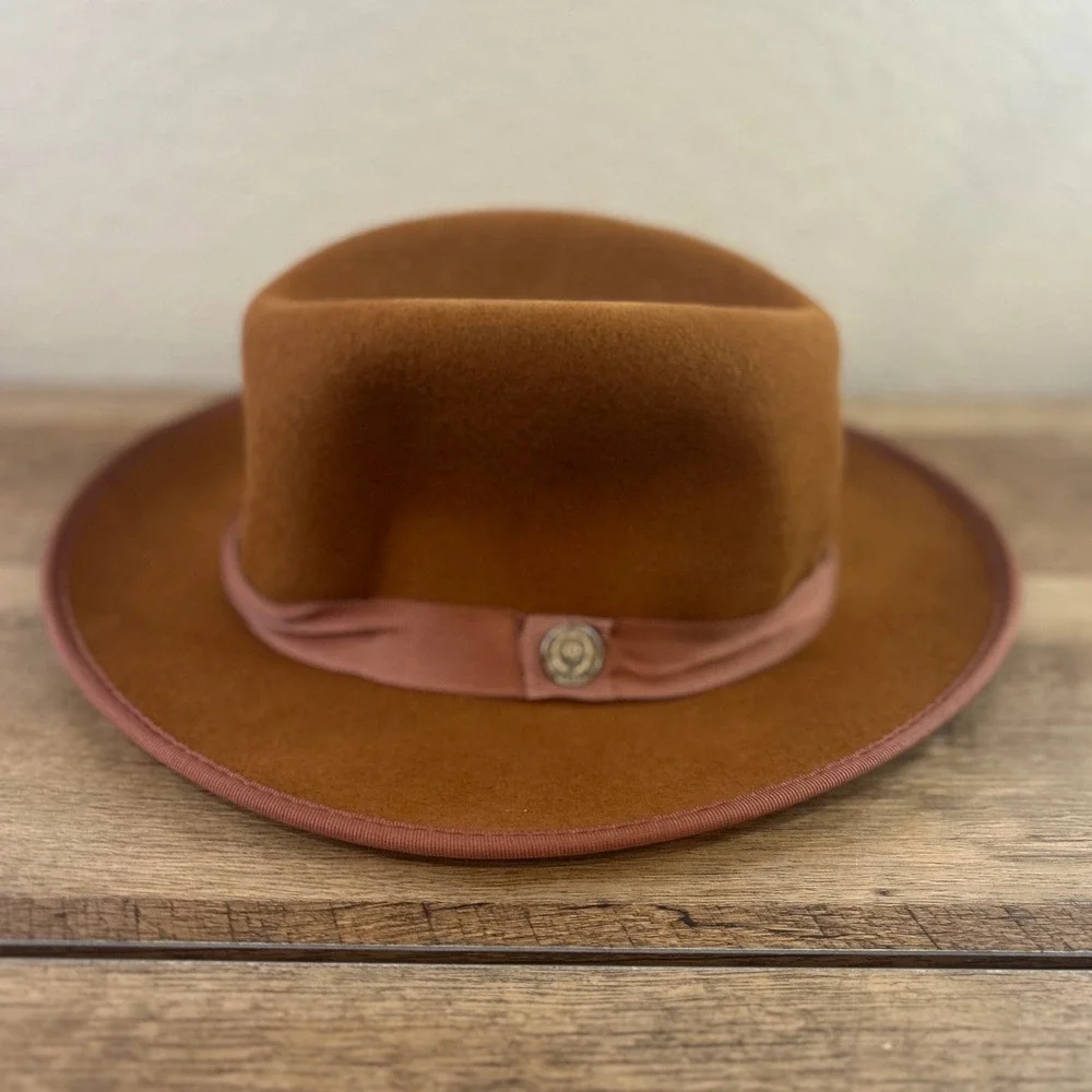 Bruno Capelo Princeton Collection Brown Australian‎ Wool Fedora Hat Medium